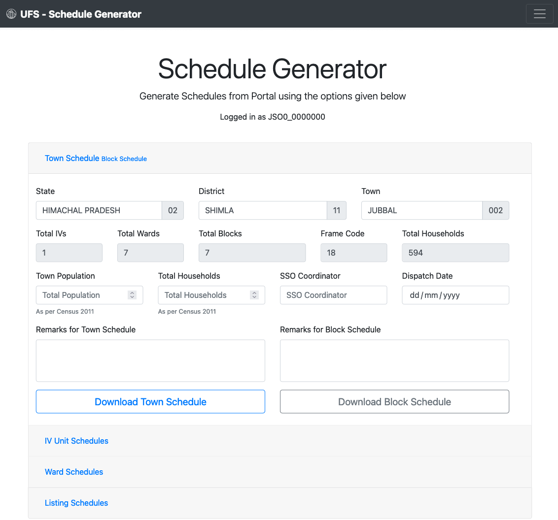 Town Schedule