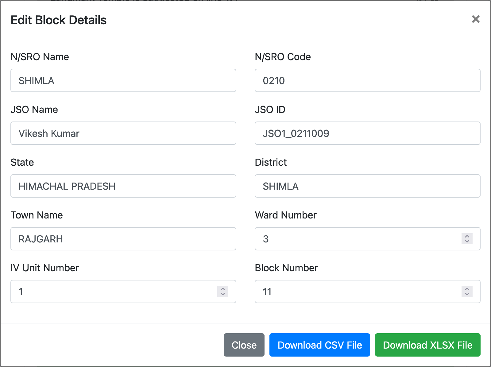 Details required for exporting the scrutinized file