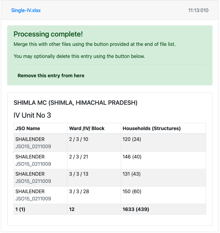 Single IV file opened in UFSL Merging tool