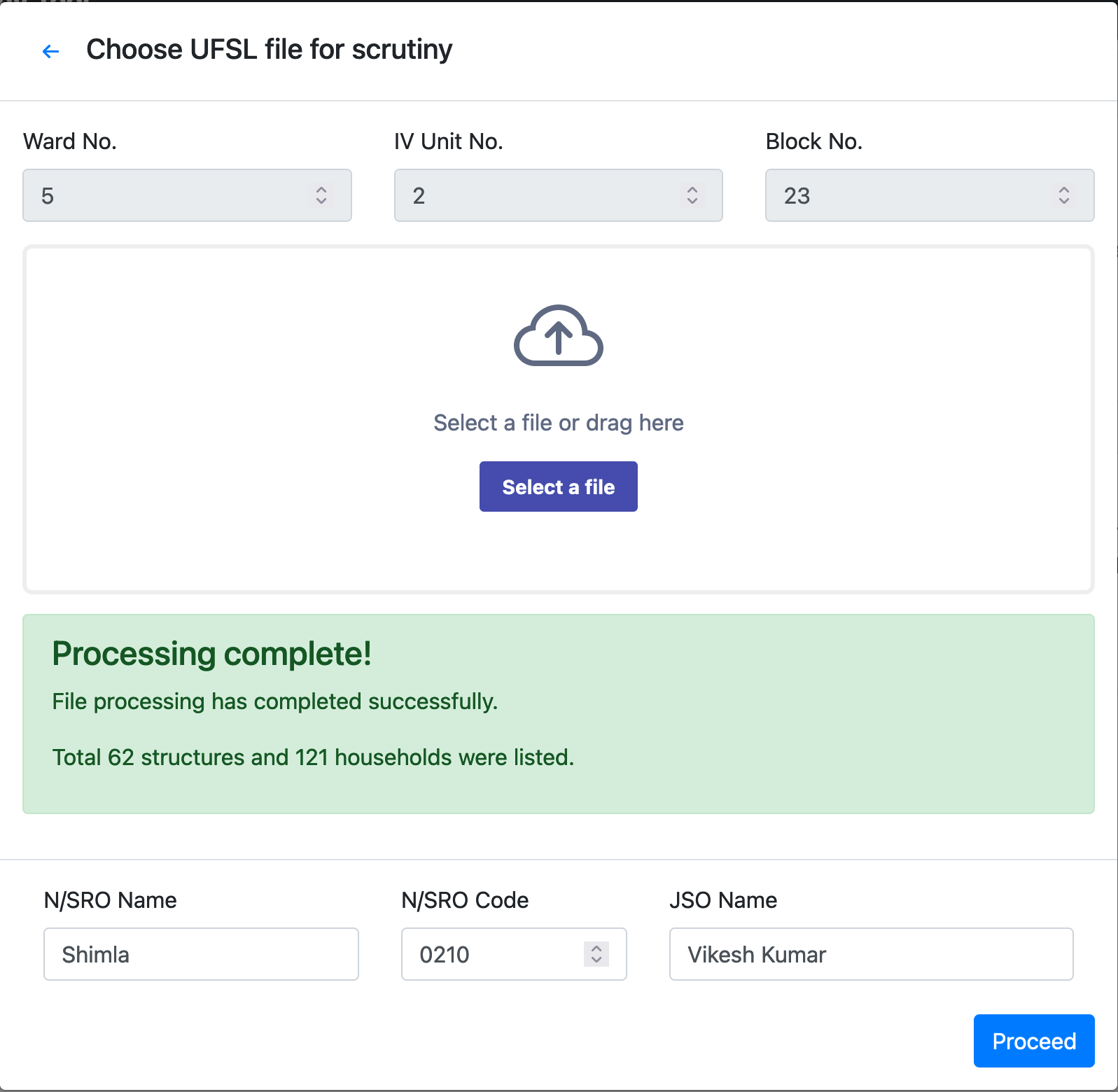 Screenshot of Portal UFSL Scrutiny tool for a JSO ID.